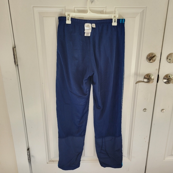 Vintage Adidas Track Pants Dark Blue Polyester Light Blue Baggy - Size L - Picture 4 of 7